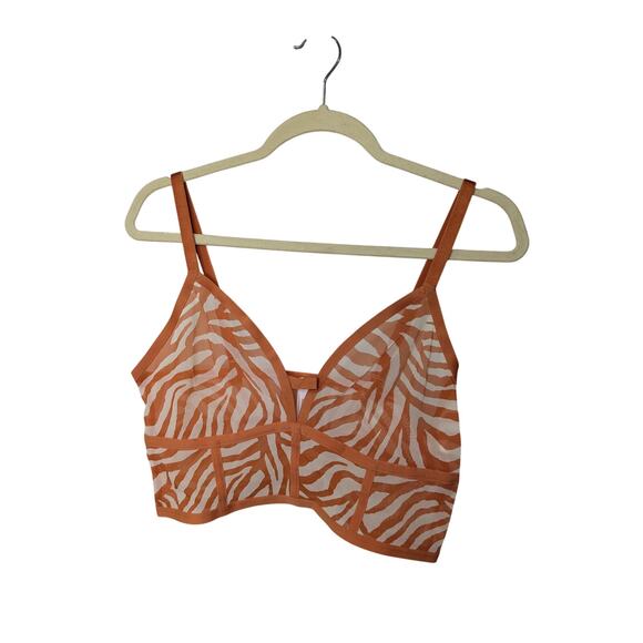 Auden Unlined Long Line Bralette Burnt Orange Zebra Print Womens Size Large - Picture 1 of 11